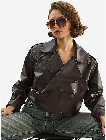 Veste courte oversize en similicuir lucci