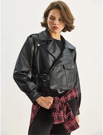 Veste courte oversize en similicuir lucci