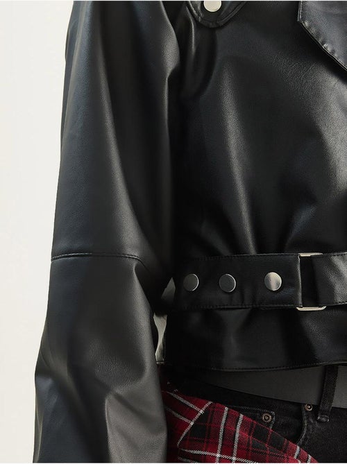 Veste courte oversize en similicuir lucci - Kiabi