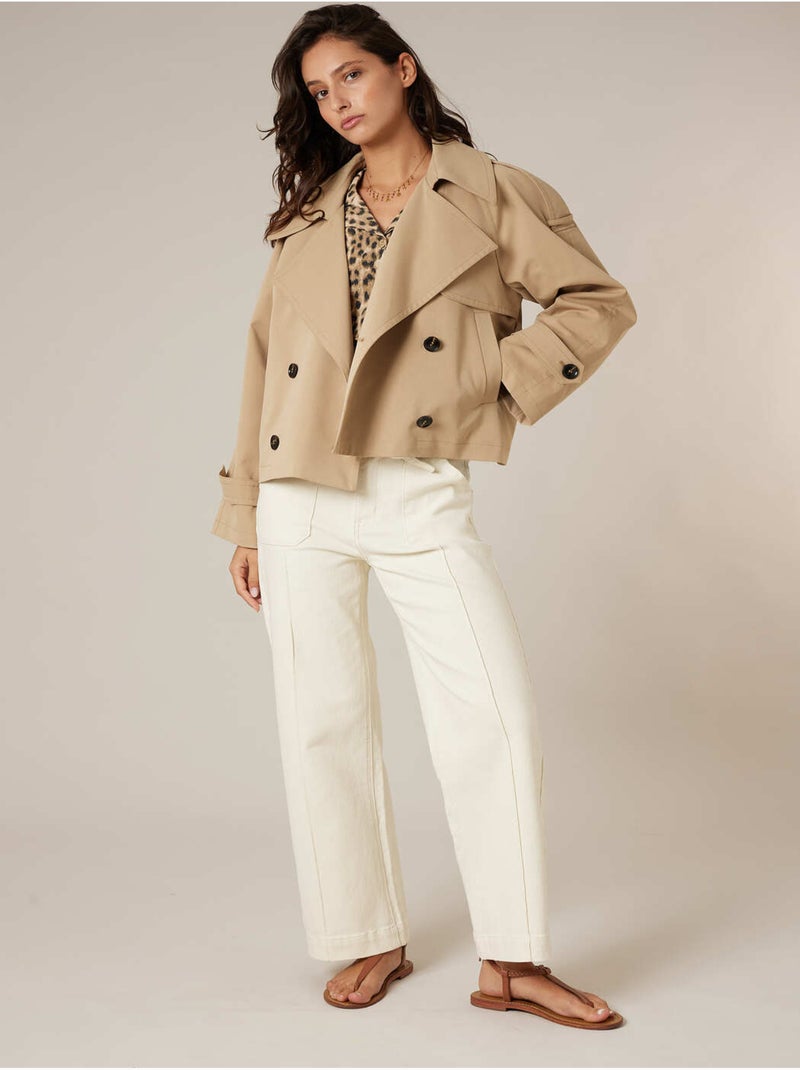 Veste courte pour femme esprit trench 'Deeluxe' Beige - Kiabi