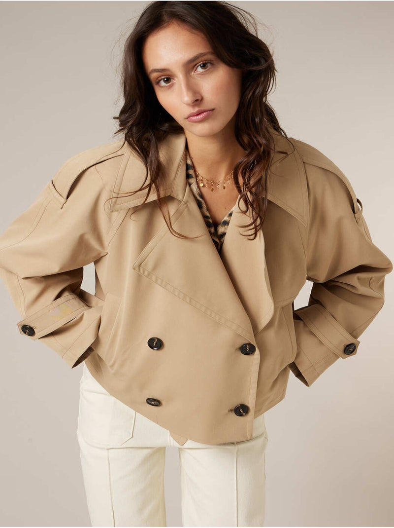 Veste courte pour femme esprit trench 'Deeluxe' Beige - Kiabi