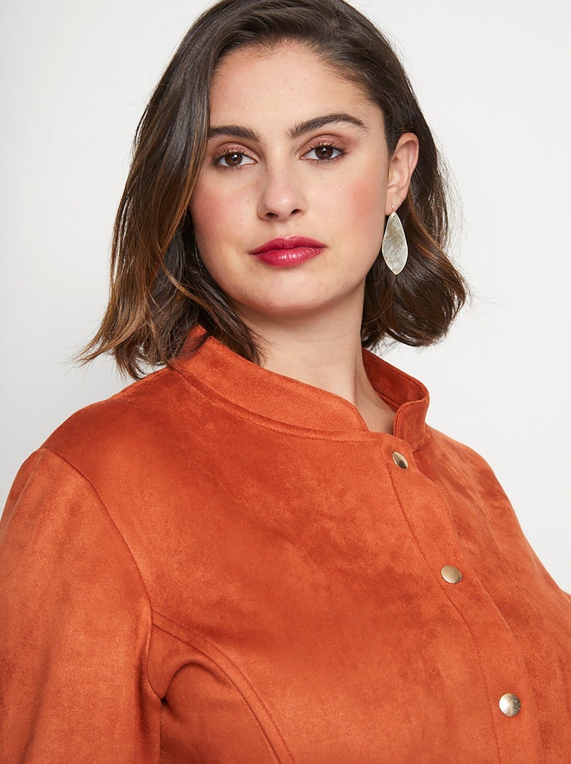 Veste courte pressionnée maille suédée Rouge - Kiabi