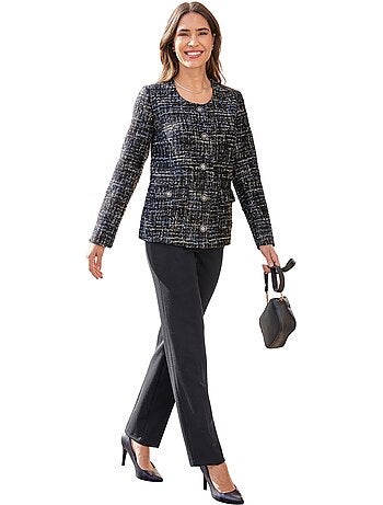 Veste courte sans col tissu effet tweed - AFIBEL