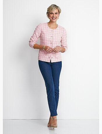 Veste courte sans col tissu effet tweed - Afibel