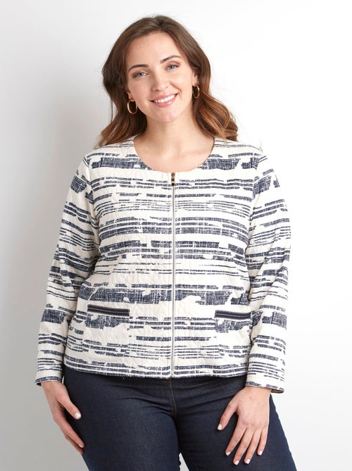 Veste courte sans col zippée irisée - Kiabi