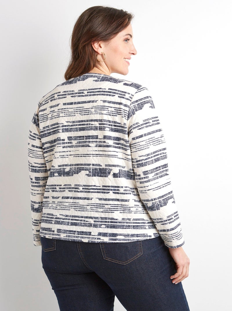 Veste courte sans col zippée irisée Bleu Ecru - Kiabi