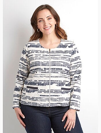 Veste courte sans col zippée irisée