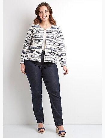 Veste courte sans col zippée irisée