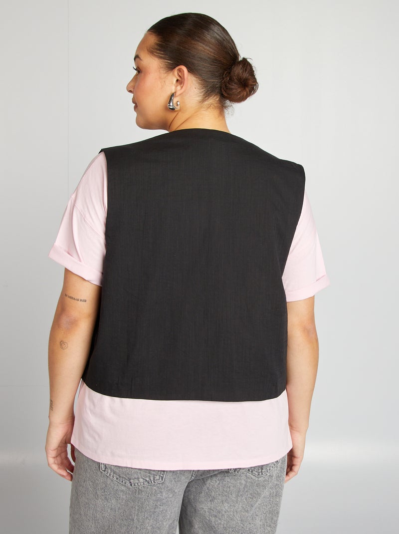 Veste courte sans manches avec studs NOIR - Kiabi