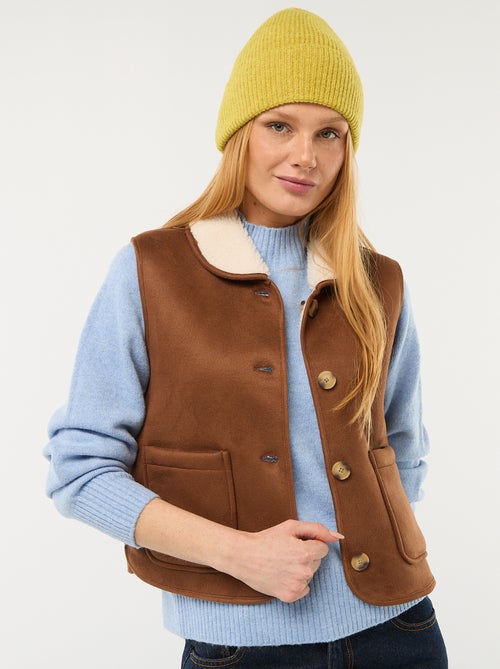 Veste courte sherpa sans manches - Kiabi