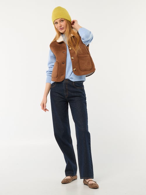 Veste courte sherpa sans manches - Kiabi