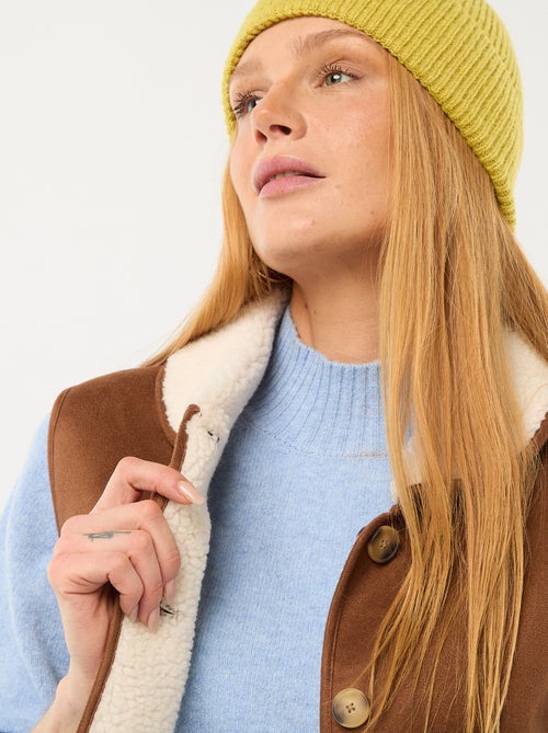 Veste courte sherpa sans manches - Kiabi