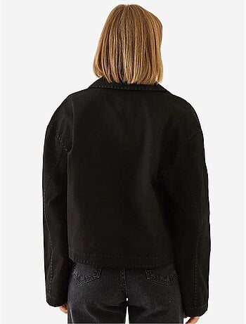 Veste courte tissée brodée à col chemise