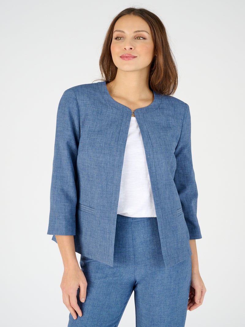 Veste courte tissu texturé - Damart Bleu - Kiabi