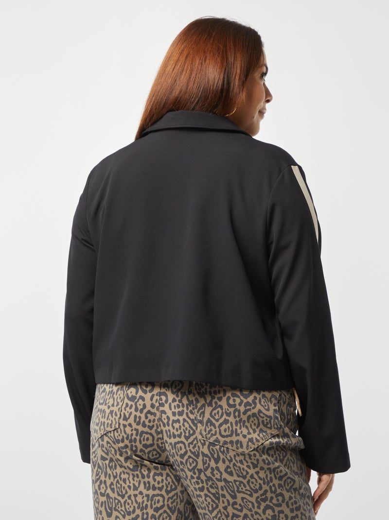 Veste courte zippée avec col chemise noir - Kiabi