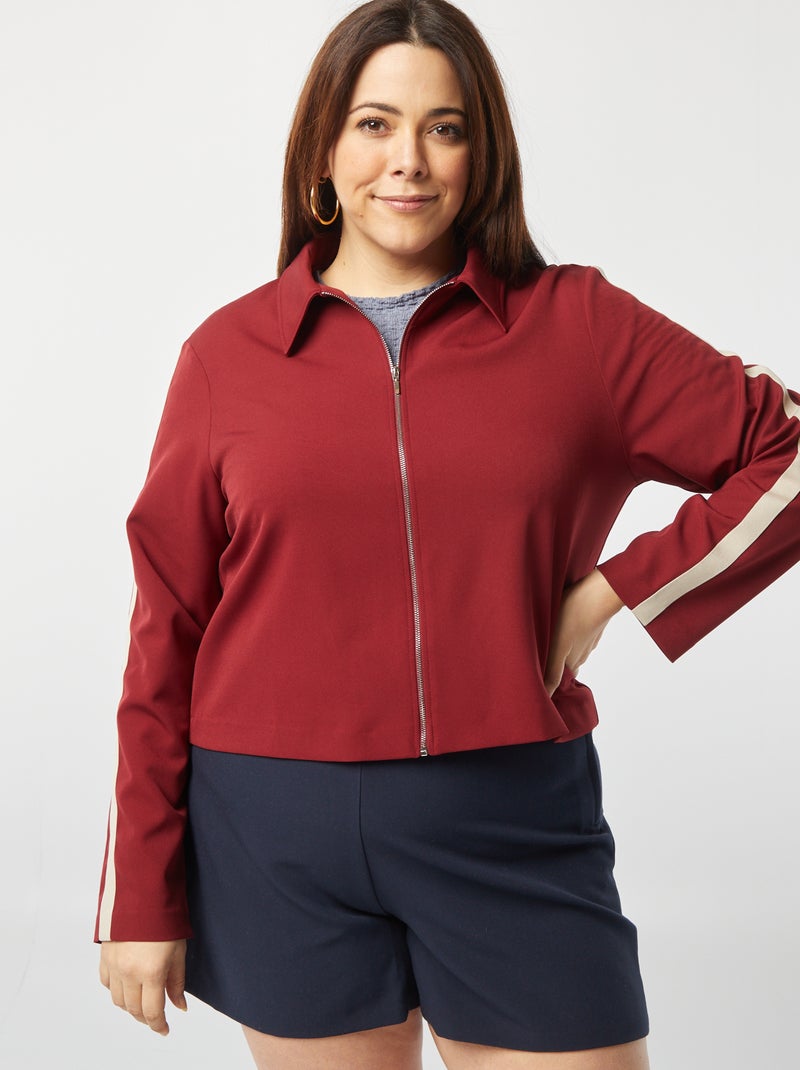 Veste courte zippée avec col chemise ROUGE - Kiabi