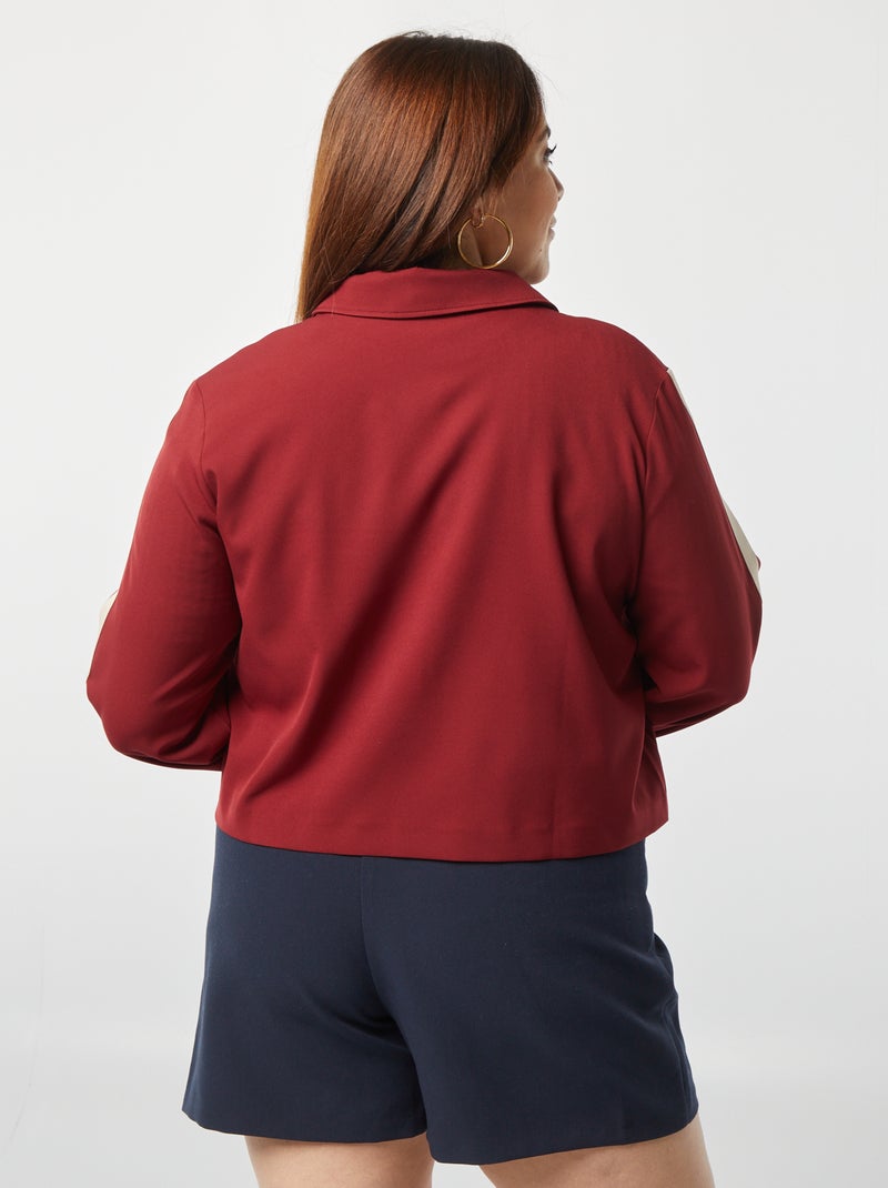 Veste courte zippée avec col chemise ROUGE - Kiabi
