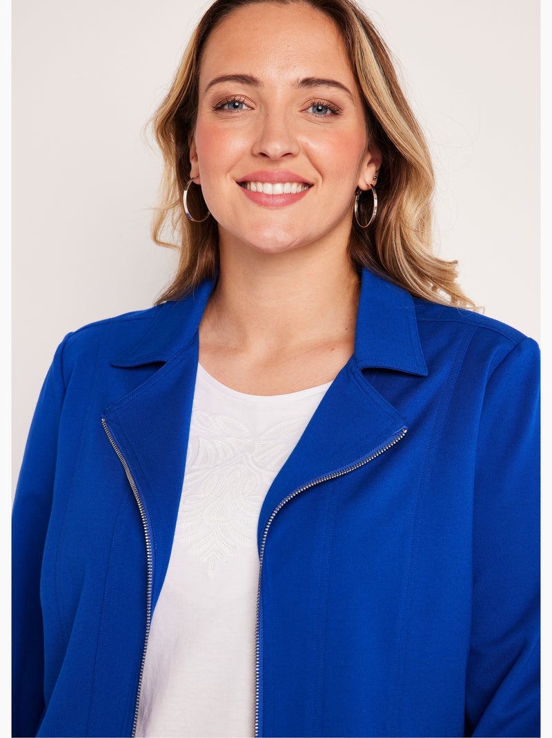 Veste courte zippée droite maille milano - AFIBEL Bleu - Kiabi