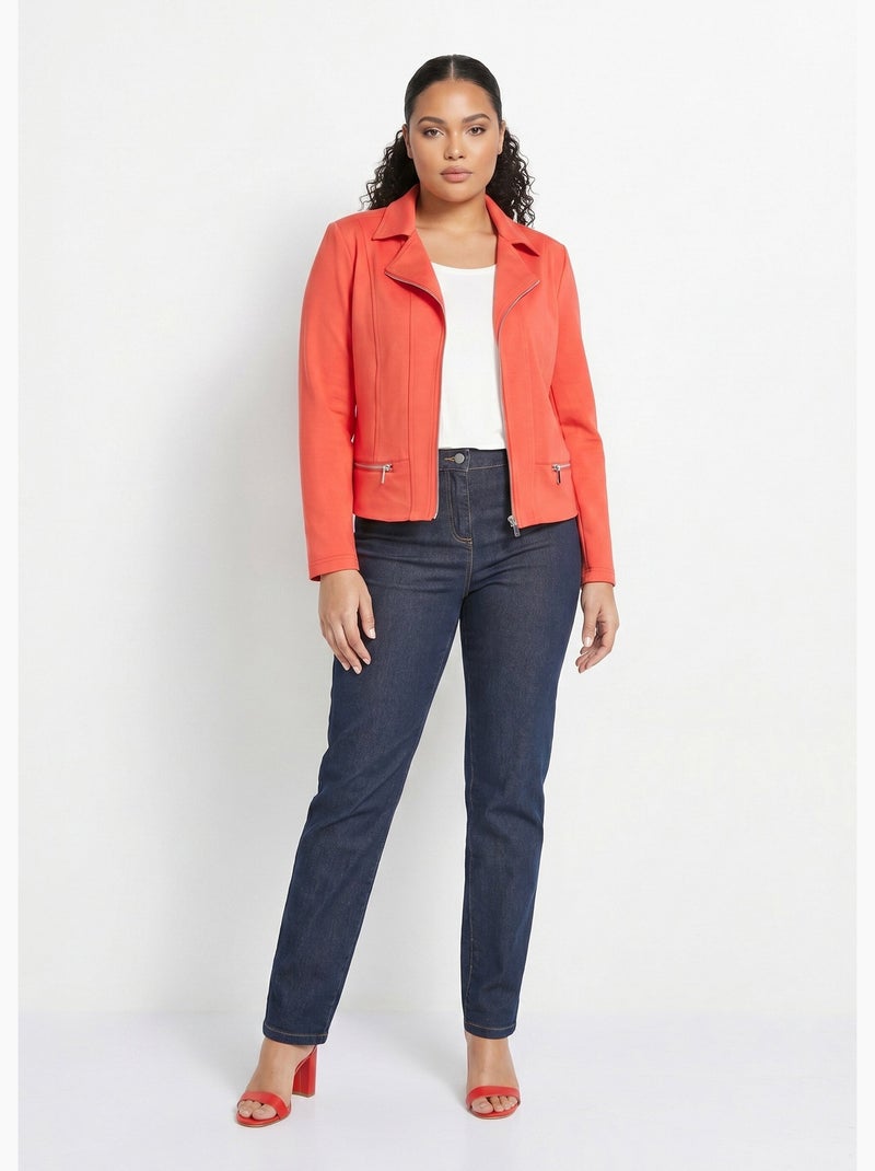 Veste courte zippée droite maille milano - AFIBEL Orange - Kiabi