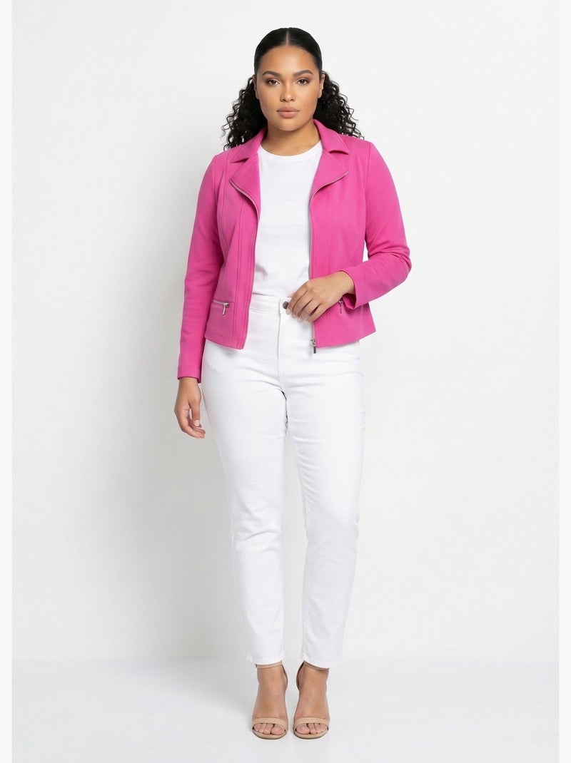 Veste courte zippée droite maille milano - AFIBEL Rose - Kiabi