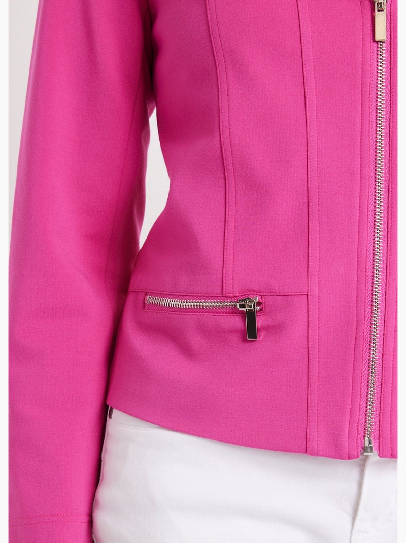 Veste courte zippée droite maille milano - AFIBEL Rose - Kiabi