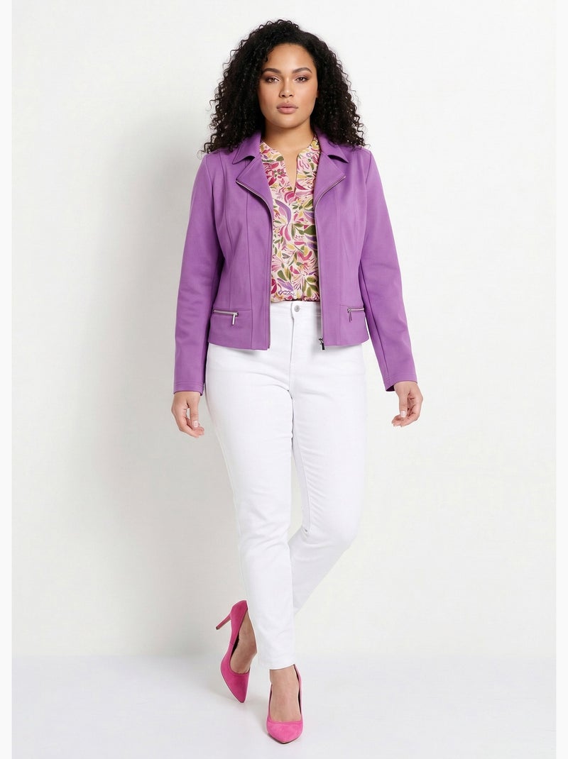 Veste courte zippée droite maille milano - AFIBEL Violet - Kiabi