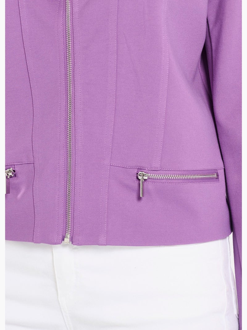 Veste courte zippée droite maille milano - AFIBEL Violet - Kiabi
