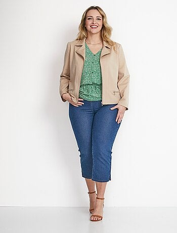 Veste courte zippée droite maille milano