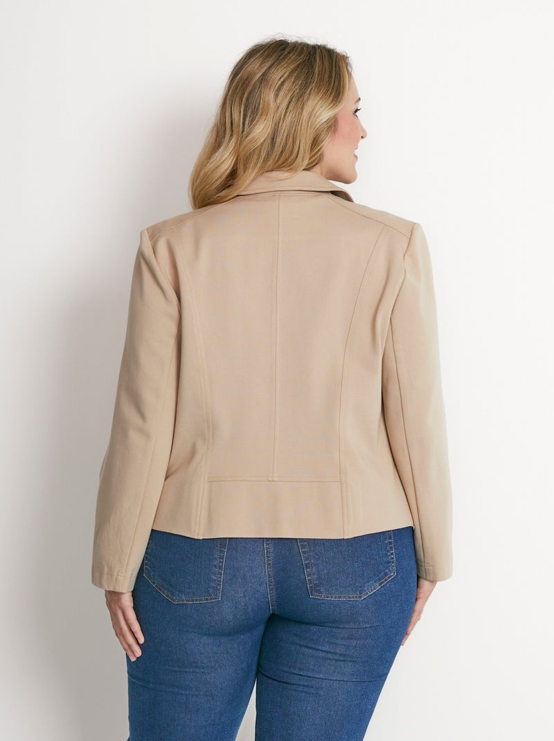 Veste courte zippée droite maille milano Beige - Kiabi
