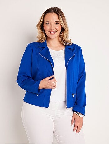 Veste courte zippée droite maille milano
