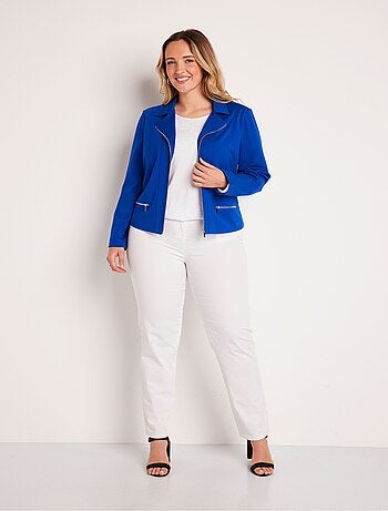 Veste courte zippée droite maille milano