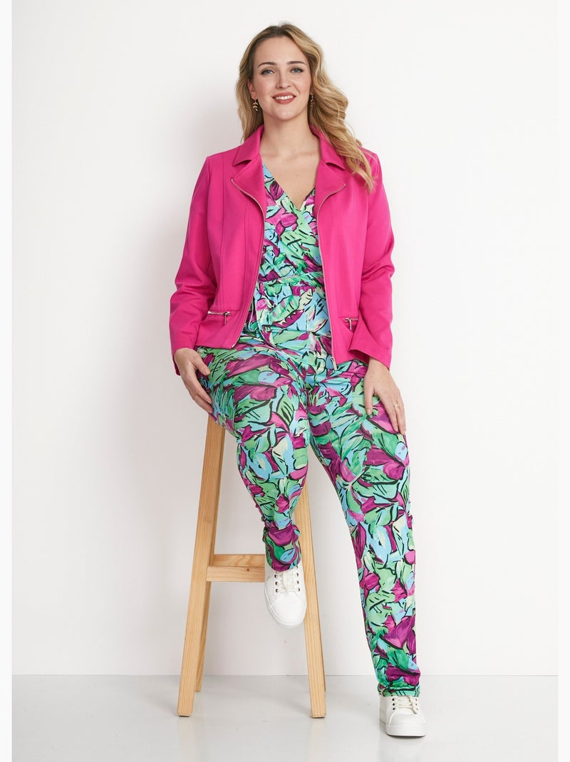 Veste courte zippée droite maille milano Rose fushia - Kiabi