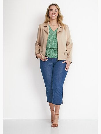 Veste courte zippée droite maille milano