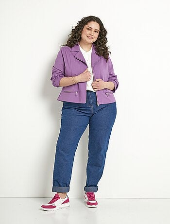 Veste courte zippée droite maille milano