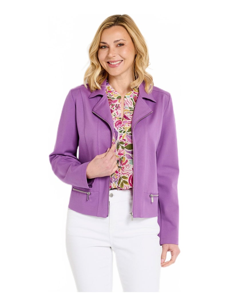 Veste courte zippée droite maille milano Violet - Kiabi