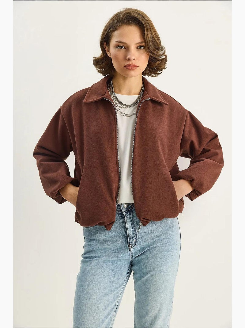 Veste courte zippée pour femme avec poches lucci Marron foncé - Kiabi