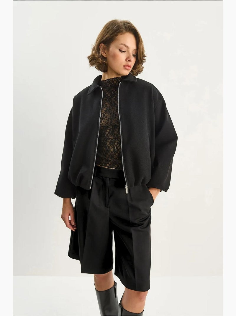 Veste courte zippée pour femme avec poches lucci Noir - Kiabi