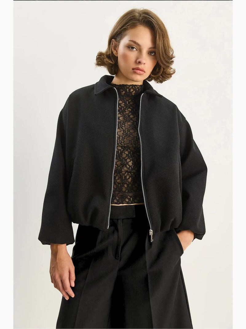 Veste courte zippée pour femme avec poches lucci Noir - Kiabi