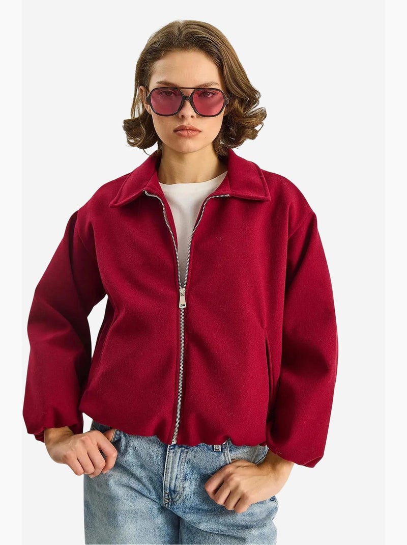 Veste courte zippée pour femme avec poches lucci Rouge cachemire - Kiabi