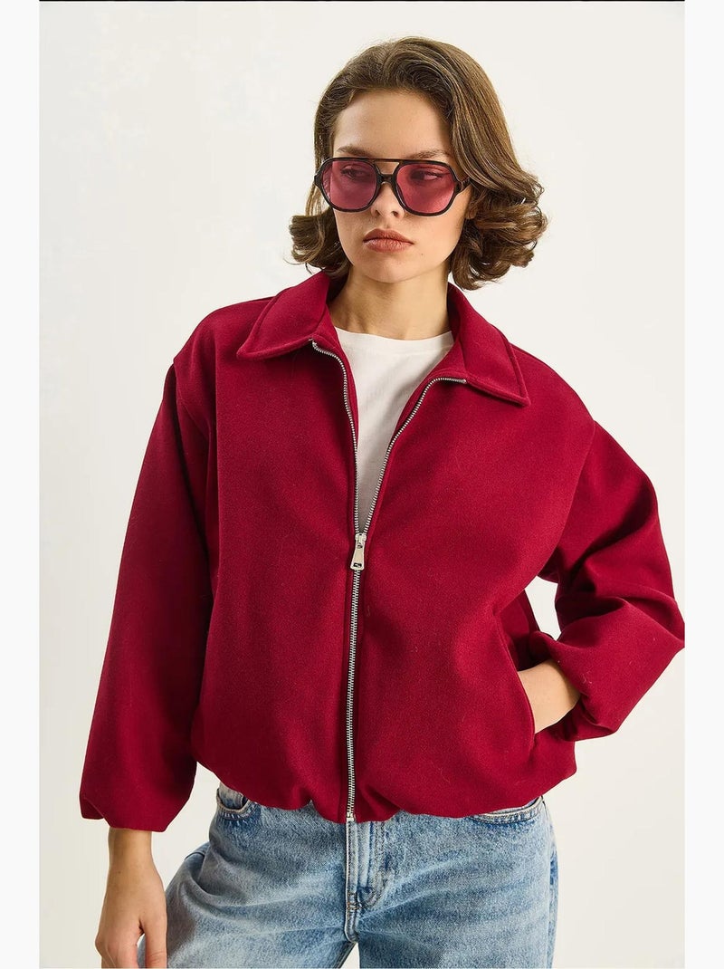 Veste courte zippée pour femme avec poches lucci Rouge cachemire - Kiabi