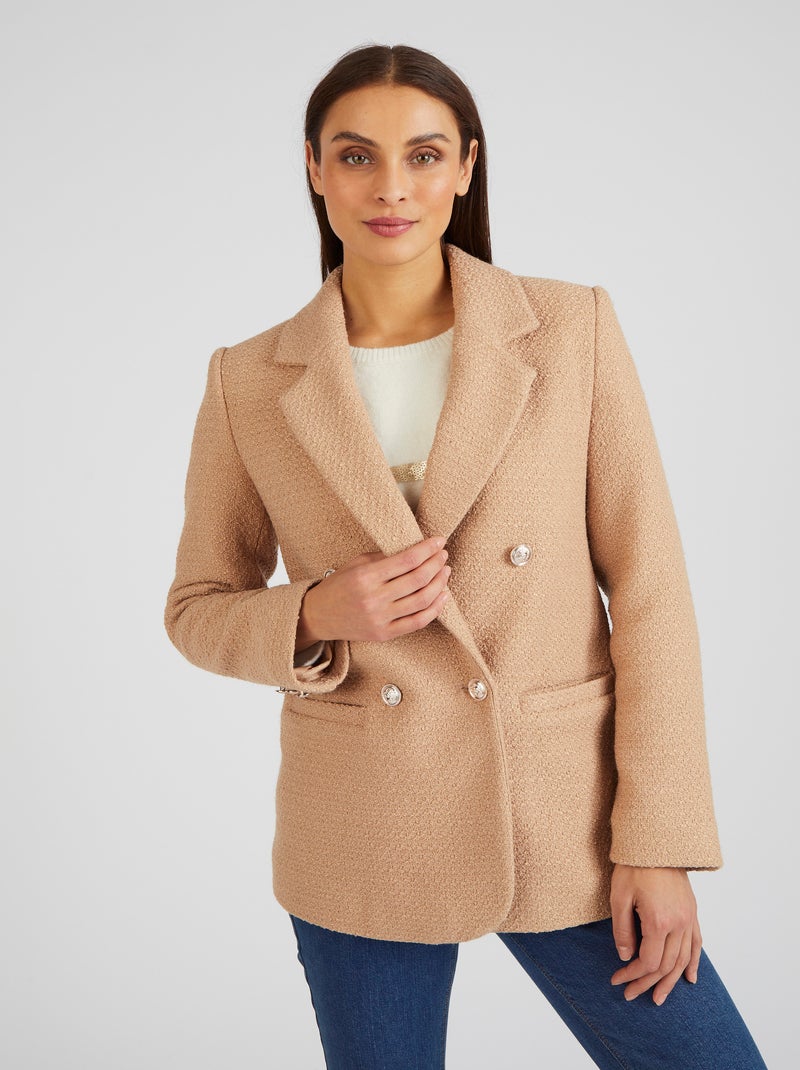Veste croisée boutonnée - Damart Beige chiné - Kiabi