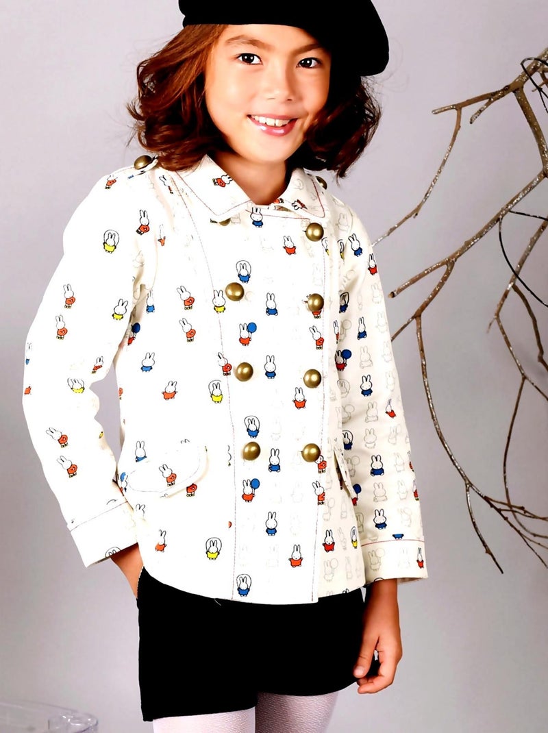 Veste Croisée   Coton  Imprimé Lapins   JOSEPHINE - La Faute à Voltaire Beige - Kiabi
