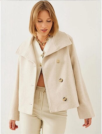 Veste croisée en laine boutonnée bianco lucci