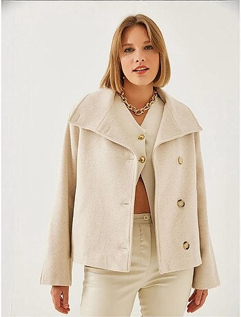 Veste croisée en laine boutonnée bianco lucci