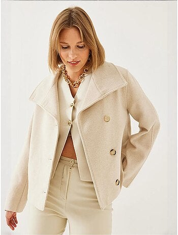 Veste croisée en laine boutonnée bianco lucci