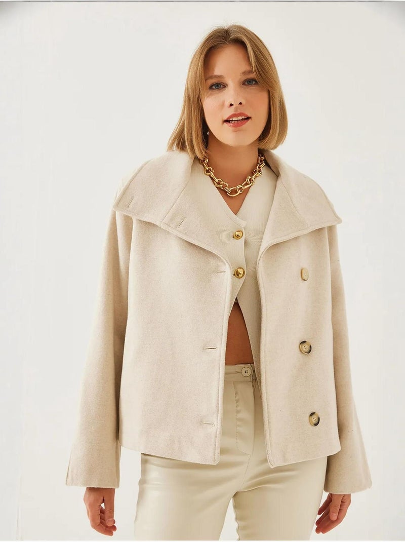 Veste croisée en laine boutonnée bianco lucci Beige argile - Kiabi
