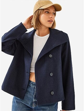 Veste croisée en laine boutonnée bianco lucci