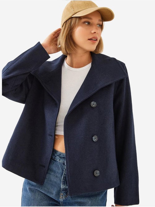 Veste croisée en laine boutonnée bianco lucci - Kiabi Veste croisée en laine boutonnée bianco lucci - Kiabi
