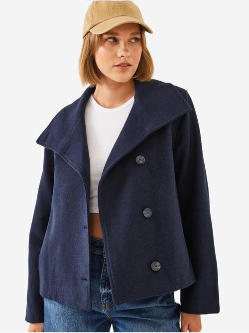 Veste croisée en laine boutonnée bianco lucci - Kiabi Veste croisée en laine boutonnée bianco lucci - Kiabi