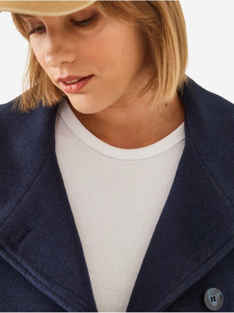 Veste croisée en laine boutonnée bianco lucci Bleu marine - Kiabi
